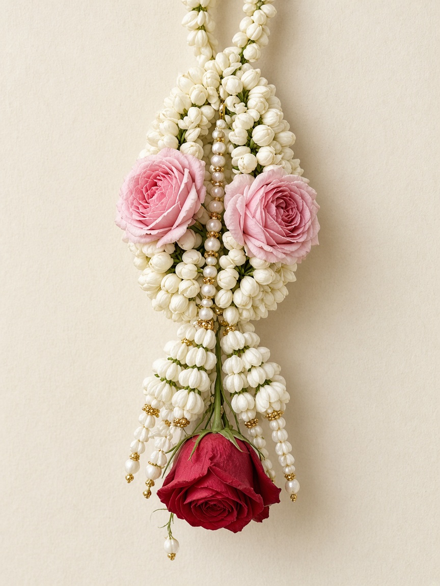 A Thai jasmine and rose garland