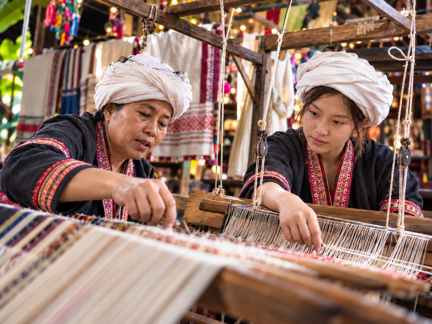 Northern Thai jok and Tai Lue weaving technique on traditional cloth