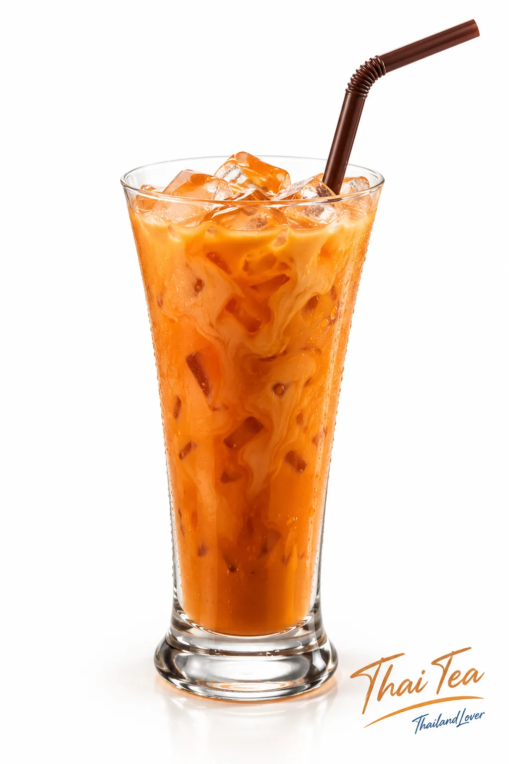 Thai iced milk tea in a tall glass
