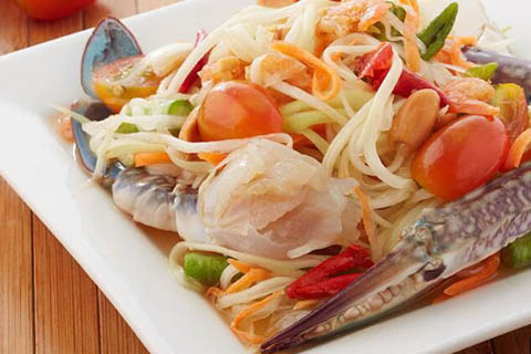 Raw blue crab salad