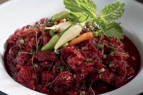 Koi raw meat salad