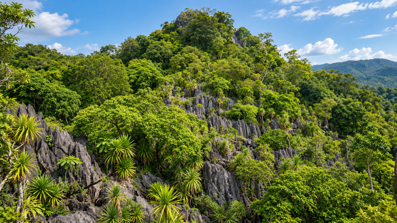 Forested limestone mountain at Doi Pha Klong National Park, Phrae, Thailand