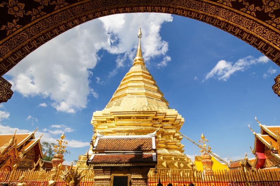 Golden chedi of Wat Phra That Doi Suthep in Doi Suthep–Pui National Park, Chiang Mai
