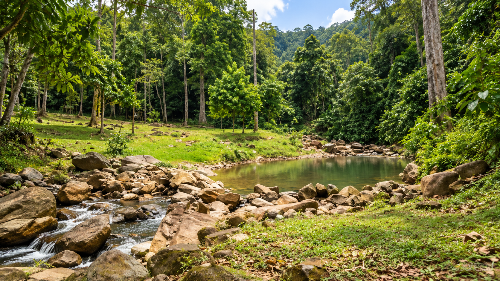Forest stream and rock pool in Khao Nan National Park, Nakhon Si Thammarat