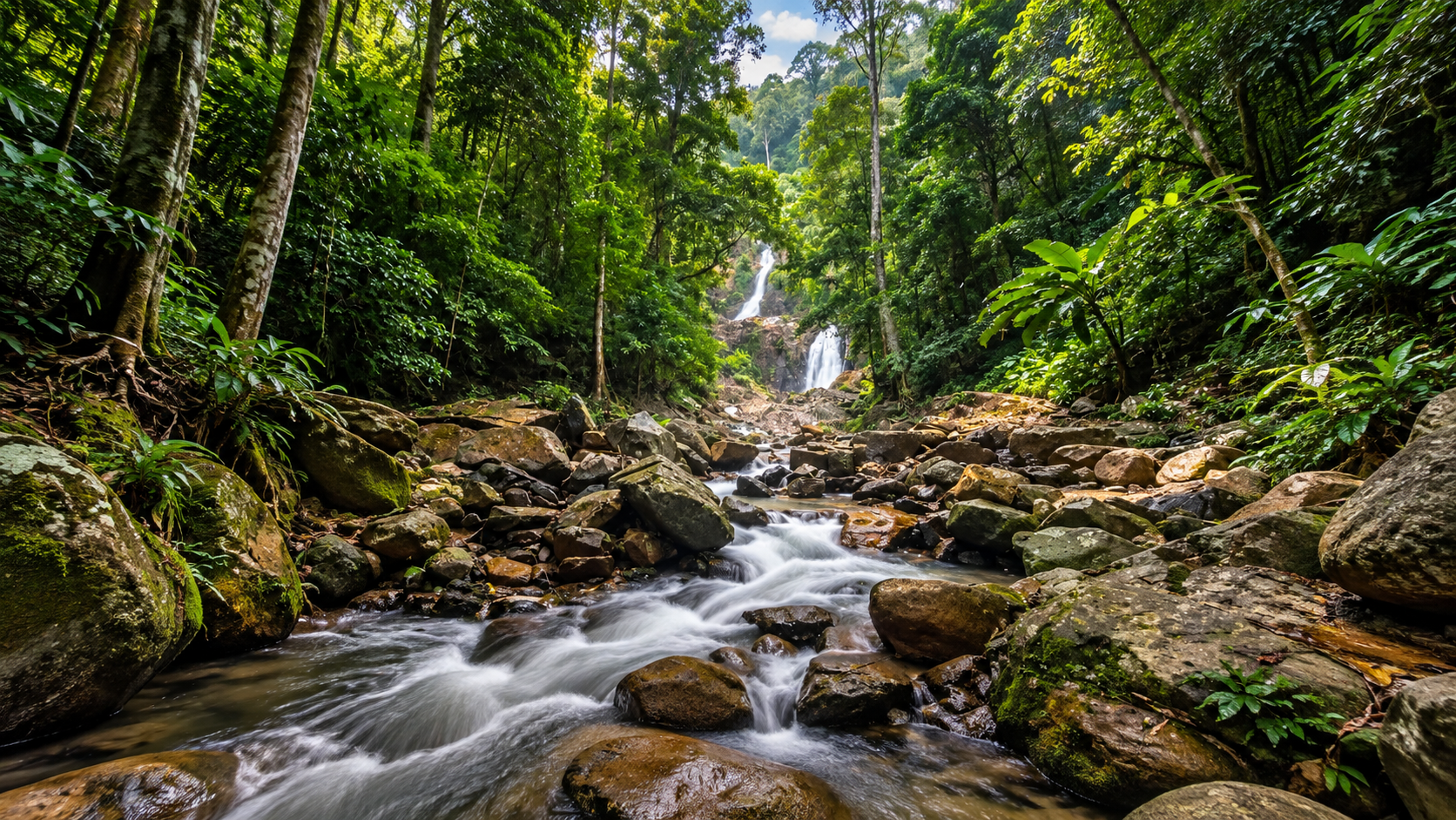 Rainforest stream and waterfall in Khao Phanom Bencha National Park, Krabi