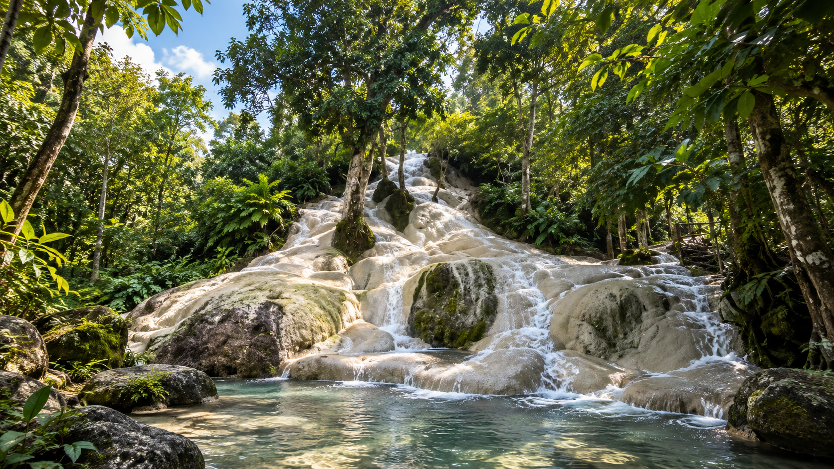 Clear spring water and forest around Nam Phu Chet Si, the Seven-Colored Spring in Mae Taeng, Chiang Mai
