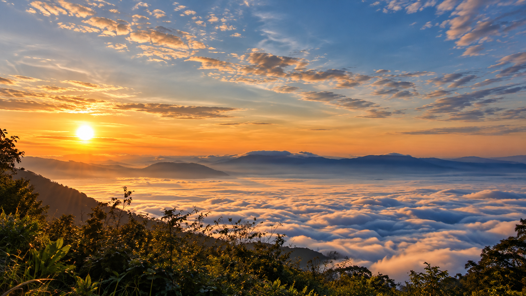 Highland landscape and layered mountains at Nanthaburi National Park, Nan