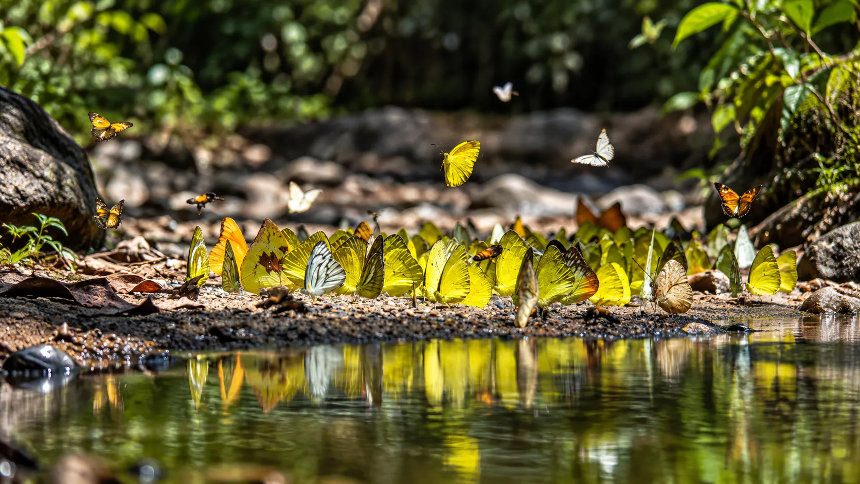 Thousands of butterflies gathering at Pang Sida National Park