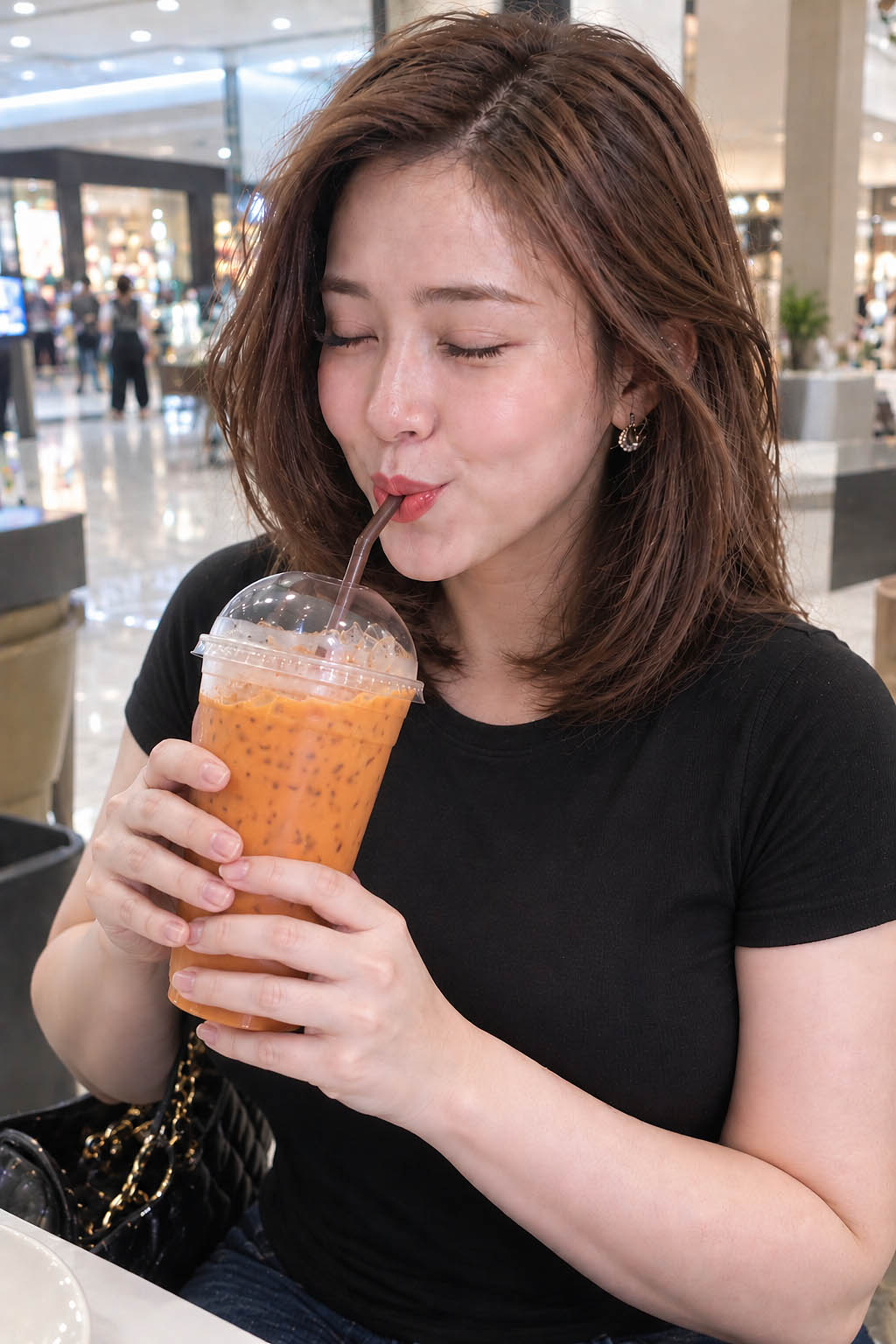 Thai iced tea in a tall cup