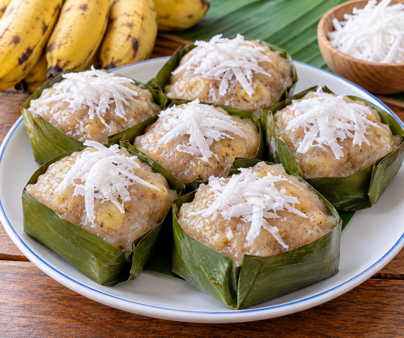 Khanom Kluay, steamed banana cake