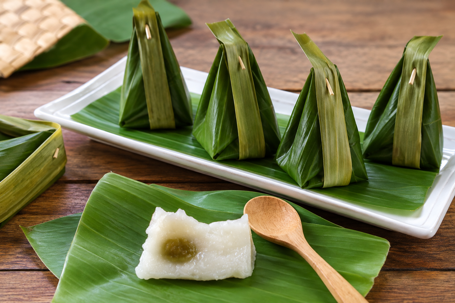 Khanom Sai Sai, steamed flour with coconut filling