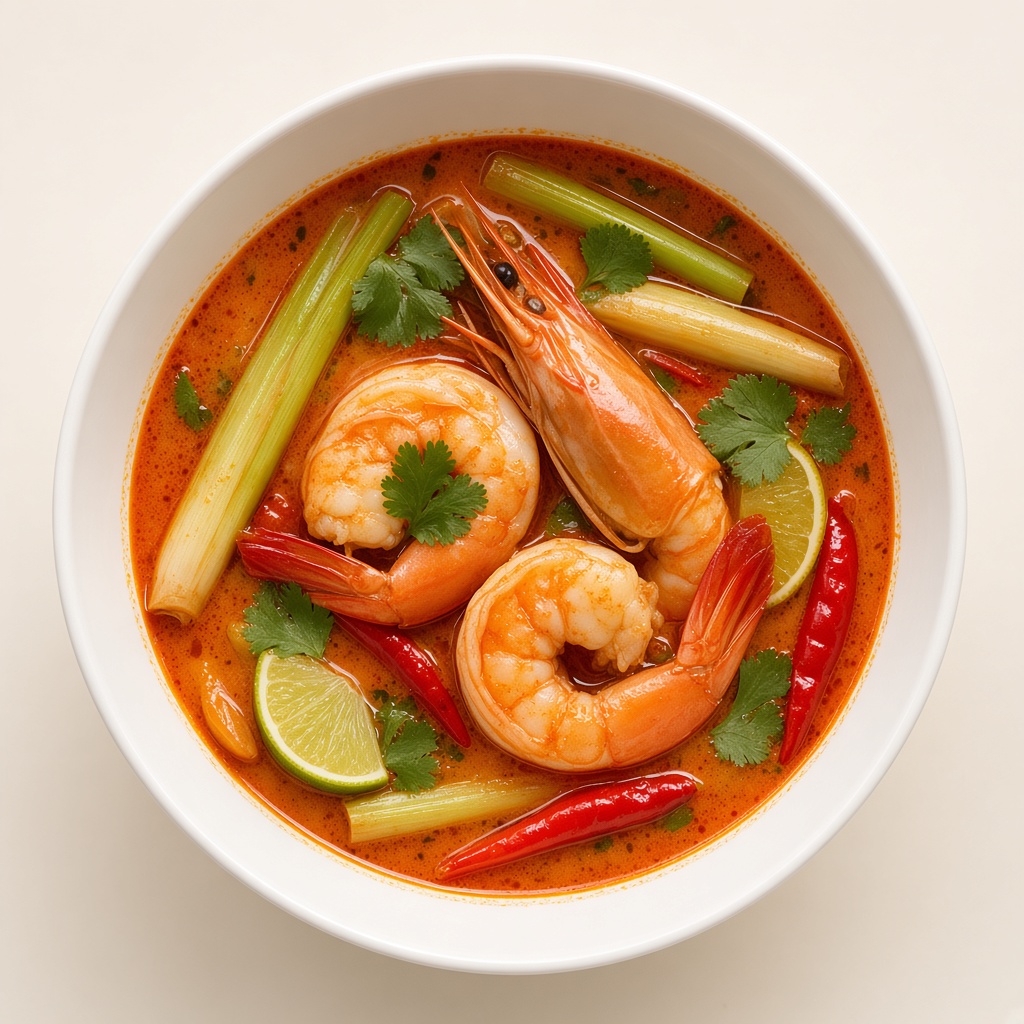 Tom Yum Goong with lime and chilli