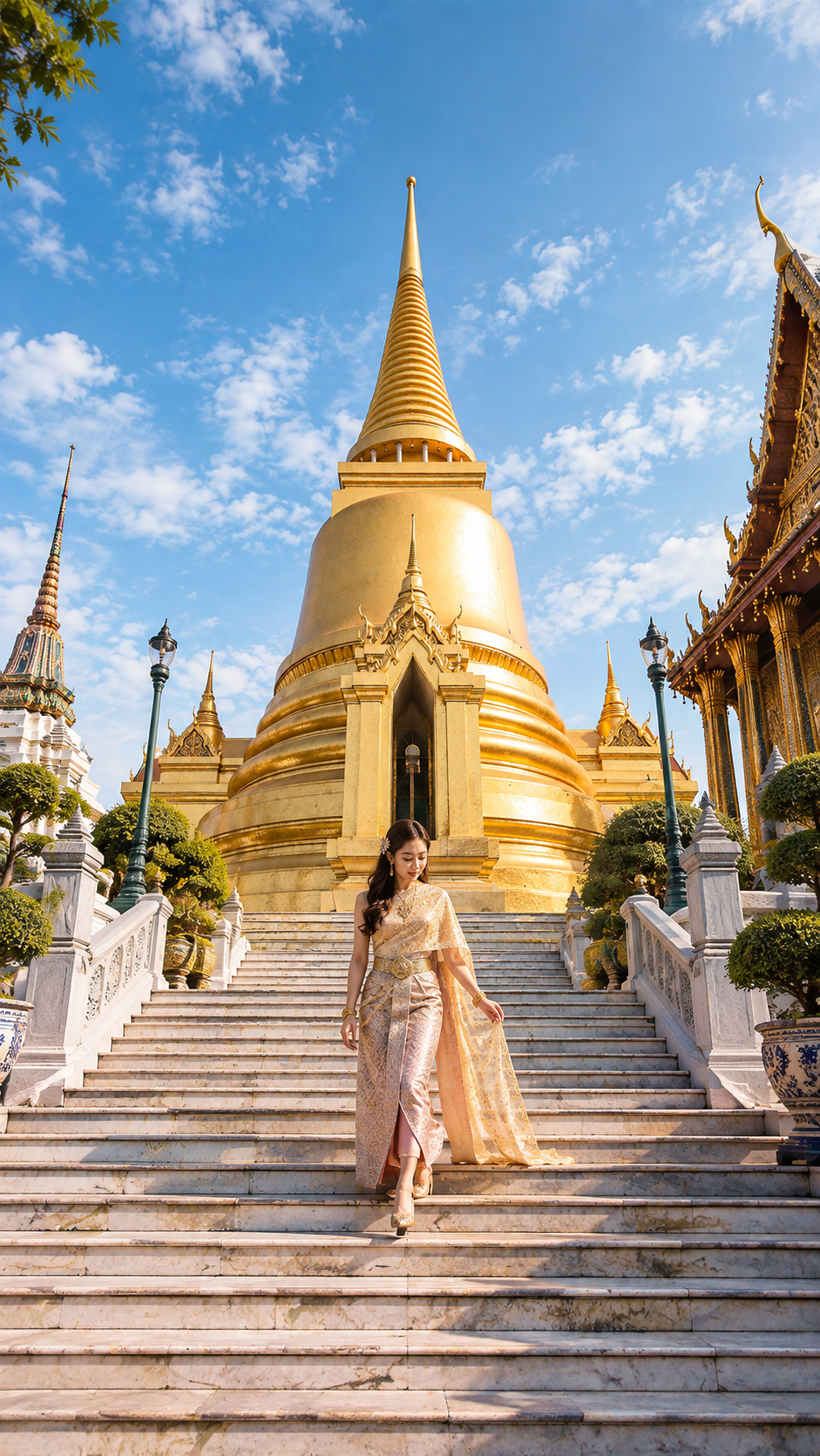 Phra Sri Rattana Chedi, the golden stupa at Wat Phra Kaew