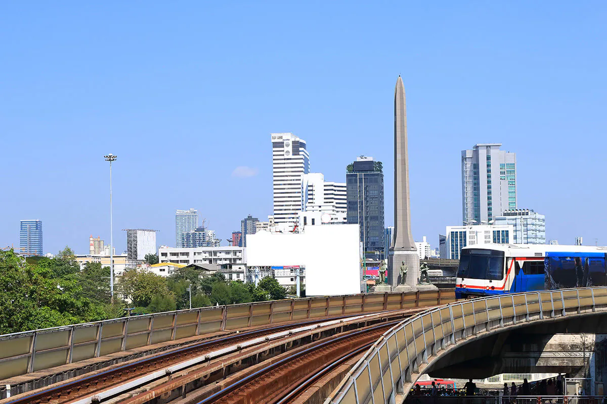 BTS Skytrain with Victory Monument in the background