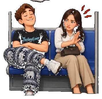 Passenger taking too much seat space next to another rider